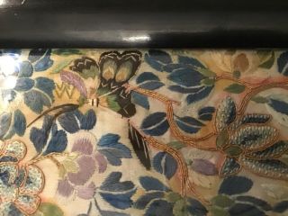 Antique 19th Century Chinese Silk Embroidery Floral Butterfly Tray Frame 2
