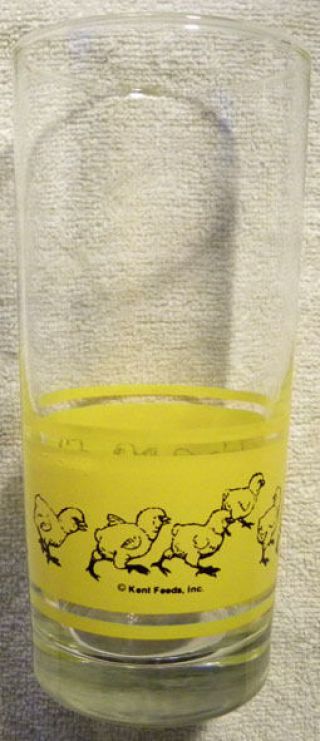 Vintage Kent Feeds Baby Chicks,  Chickens Drinking Glass