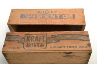 Two Vintage Wood Cheese Boxes - Met - O - Bit & Kraft