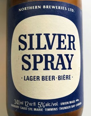 Vtg Silver Spray Stubby Beer Bottle 12oz Brown Northern Brewery Label 70s 80s Og