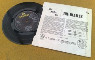 " Beatles Hits " Uk Rare Solid Centre 69/70 Ep Rarest No Flip Sleeve