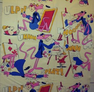 Vintage Pink Panther Fabric 45 Inches By Yard Rare