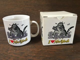 B Kliban Ceramic Coffee Mug Cat I Love York W/box