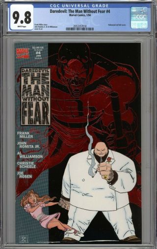 Daredevil The Man Without Fear 4 Cgc 9.  8 Nm/mt Embossed Red Foil Cover