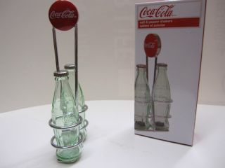 Coca - Cola Salt & Pepper Shakers With Wire Rack -