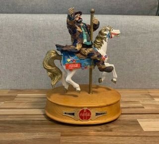 Coca Cola Emmett Kelly Musical Figurine " Play Refreshed " Carousel Horse Wind Up