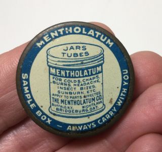 Vintage Sample Mentholatum Medicine Tin Advertising