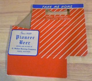 Vintage Pioneer Beer Carton For 6 Pk.  Bottle G.  Weber Brewing Co.  Theresa Wi.  Vgc