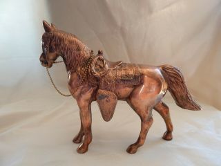 Vtg.  11 " Cast Metal Horse Bronze Tone/copper Carnival Prize Made In Usa
