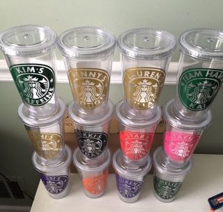 Starbucks Acrylic 16 Oz Cup With Lid And Straw - Personalized - Hot Or Cold Beverage
