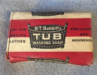 Vintage Rare 1930s B.  T.  Babbitt’s Tub Washing Soap By Armour And Co.  Red White