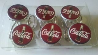 Coca Cola Coke Soda Bottle Caps Shower Curtain Hooks (12) 1.  5 Inch Wide