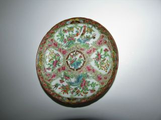 Antique 19th Century Chinese Rose Medallion Bowl with Birds Butterflies 520 4