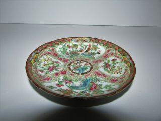 Antique 19th Century Chinese Rose Medallion Bowl with Birds Butterflies 520 8