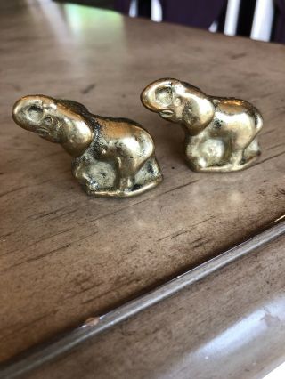 Antique English Solid Brass Miniature Elephant Figurines