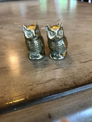 Antique English Solid Brass Miniature Owl Figurines