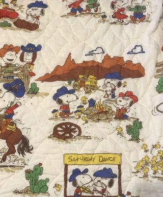 Vintage 70s Saturday Night Dance Peanuts Full Blanket Snoopy Utica Bedspreads