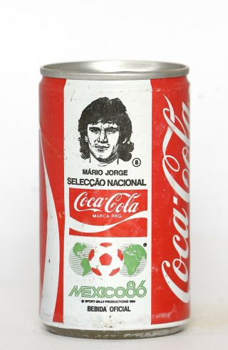 1986 Coca Cola Can From Portugal,  Mexico 86 / No 8 Mario Jorge