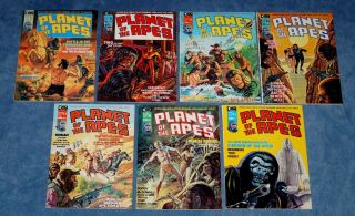 Seven " Planet Of The Apes " Magazines S 2,  3,  4,  5,  6,  8,  9,  Curtis Pub.  Vfn,