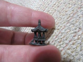 Miniature Vintage Metal Pagoda Shadowbox Figurine