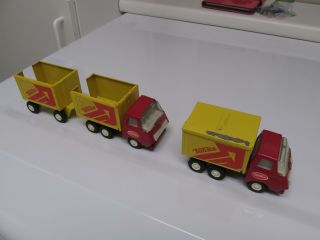 Vintage Tiny Tonka Trucks And Trailer From The Material Handling Set 3 Pc.  Set