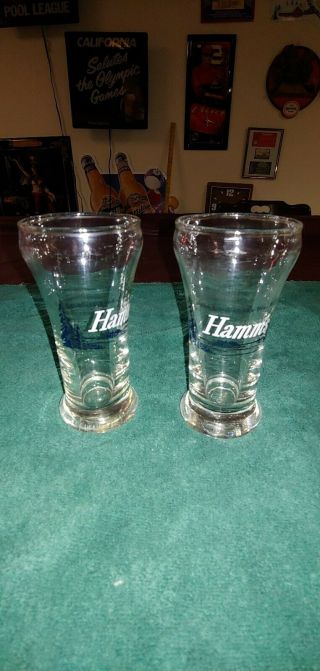 Pair Hamms Beer 5 " Pilsner Beer Glass 