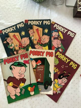 Porky Pig - 32,  33,  34,  36,  37,  37 - 1954 Dell Warner Bros.  10 Cent Comic
