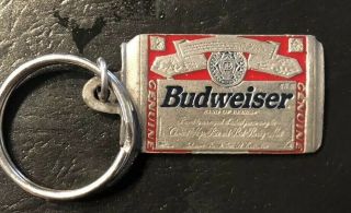 1996 Pewter Budweiser King Of Beer Key Chain Heavy & Solid Vintage