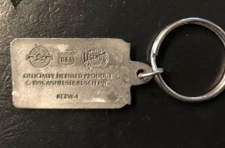 1996 Pewter Budweiser King of Beer Key Chain Heavy & Solid Vintage 2