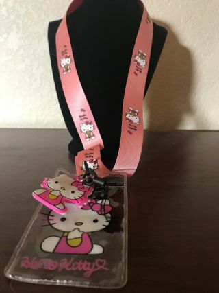 Rare Hello Kitty Lanyard With Name Badge & Hello Kitty Charm W/tracking