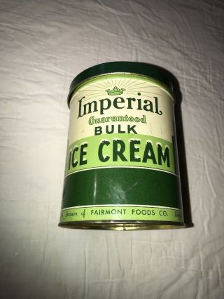 Vintage Imperial Bulk Old Fashioned Vanilla Ice Cream 32 Oz Tin Parkersburg Wv