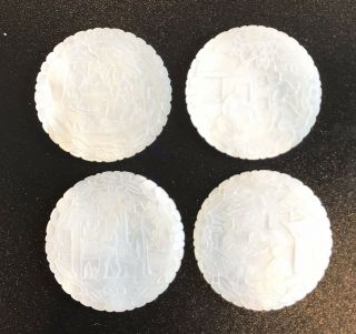 4 Antique Chinese Mother Of Pearl Gaming Counters