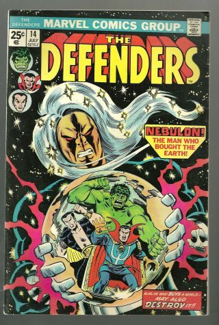 The Defenders 14 Incredible Hulk Namor Bronze Age Vf/nm 1970 