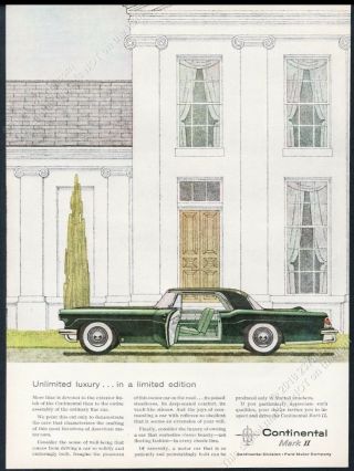 1957 Lincoln Continental Mark Ii Green Car Art Vintage Print Ad