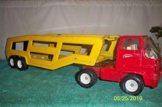 Tonka Car Carrier Semi - Truck 1976 2845 Pressed Steel Toy 27 1/2 " Long