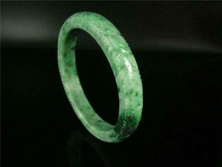 Fine Chinese Jadeite Emerald Jade Bangle Bracelet Ruyi Patterns Auspicious