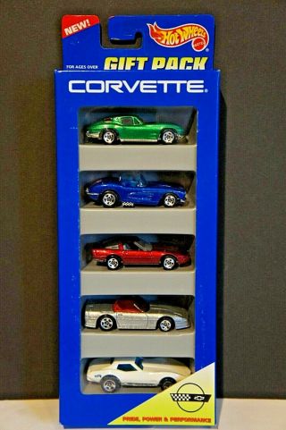 Hot Wheels Corvette 5 Car Gift Pack,  1/64 Scale,  Xlnt Cond,  1995
