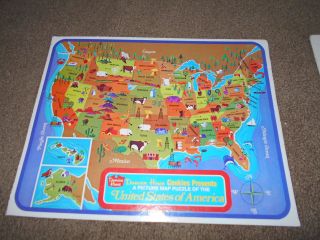 Vintage Duncan Hines Cookies Picture Map Puzzle Of The United States Of America