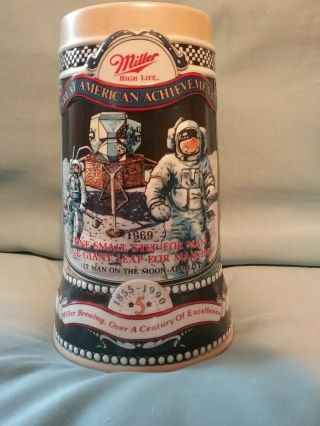 Antique 1990 Miller High Life Beer Stein First Man On The Moon 1969