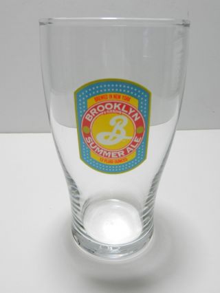 Brooklyn Brewery Summer Ale Beer Glass with Laser Etching On Base York 2