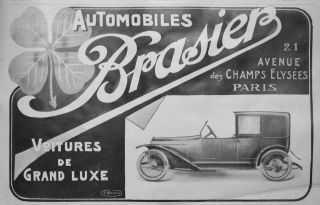 Ad Print 1919 Automobiles Car Brasier Cars Of Great Luxury