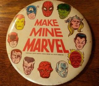 1967 Vintage Make Mine Marvel - Marvel Comics Button