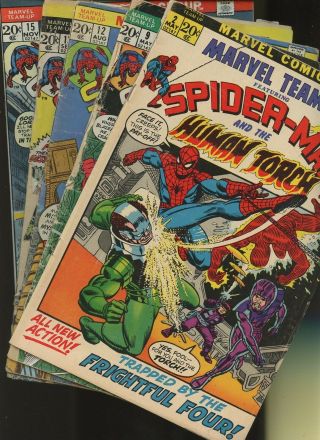 Marvel Team - Up 2,  9,  12,  13,  15 5 Books 2nd Issue Vol.  1 Spider - Man Fantastic