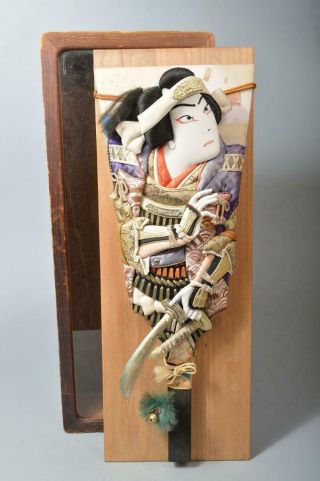 T6201: Japanese Wooden Fabric Kabuki Pattern Battledore Hagoita Lucky Charm