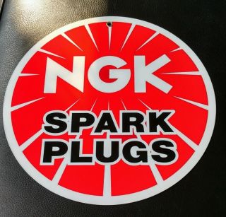 Ngk Spark Plug Mancave Gasoline Gas Oil Sign.  12 " Round.  Any 10