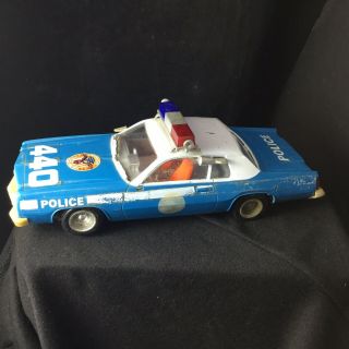 Vintage Tin Interstate Police Patrol Battery Operated Car Made In Japan