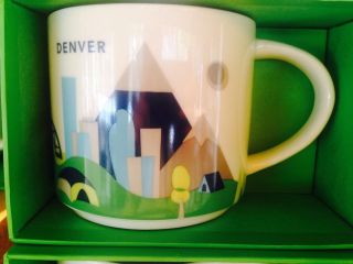 Starbucks Coffee 14oz Yah Mug 2016 Denver Colorado You Are Here Cup Nwt & Box