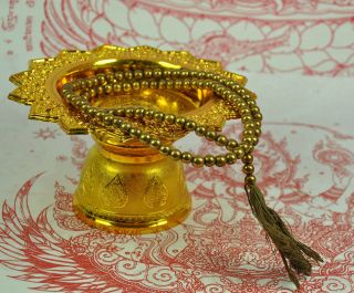 108 Beads Gold Mala Necklace Prayer Praying Leklai Top Thai Amulet Jewelry Bead