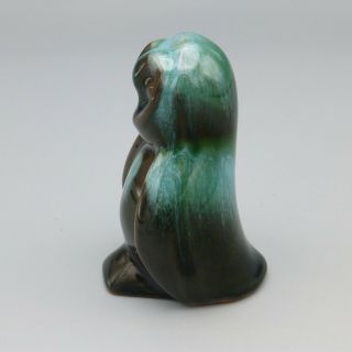 Blue Mountain Pottery Barn Owl Figurine Turquoise Green Brown Glaze 3 