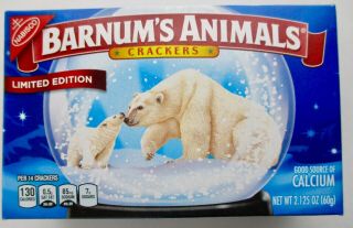 Nabisco Barnums Animals Crackers LIMITED EDITION Polar Bear Snow Globe EXP 6 19 2